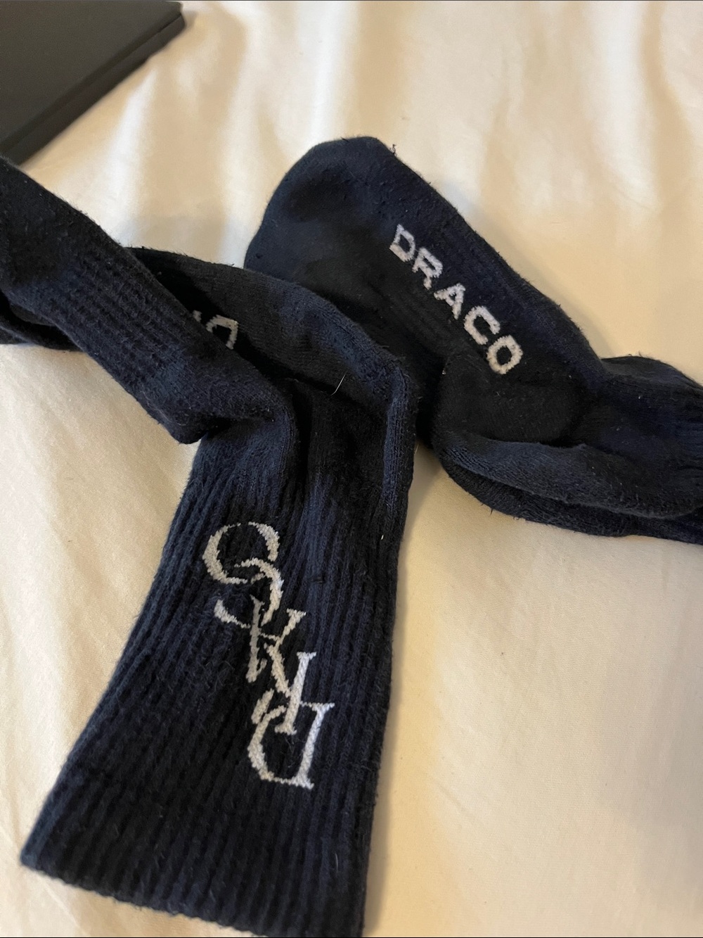 Draco Kids Navy Crew Socks with White Logo